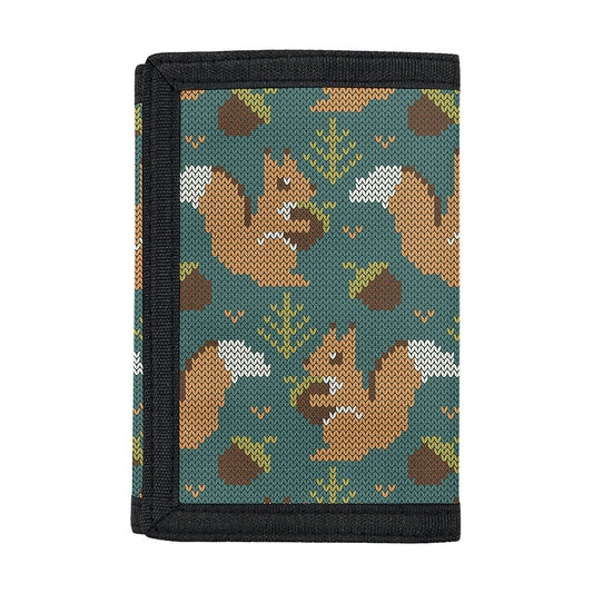 Squirrel Knitted Pattern Print Trifold Wallet