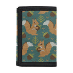 Squirrel Knitted Pattern Print Trifold Wallet