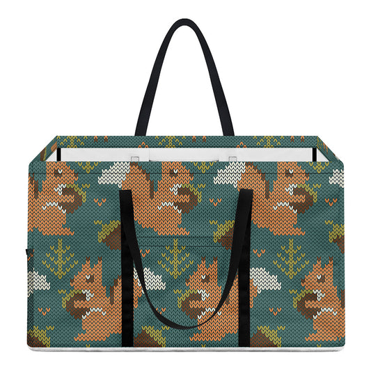 Squirrel Knitted Pattern Print Utility Tote Bag