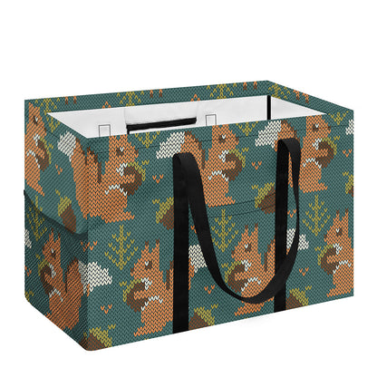 Squirrel Knitted Pattern Print Utility Tote Bag