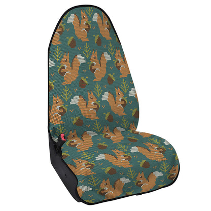 Squirrel Knitted Pattern Print Waterproof Car Seat Cover