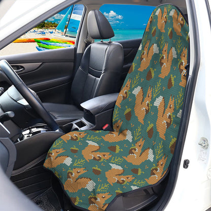 Squirrel Knitted Pattern Print Waterproof Car Seat Cover