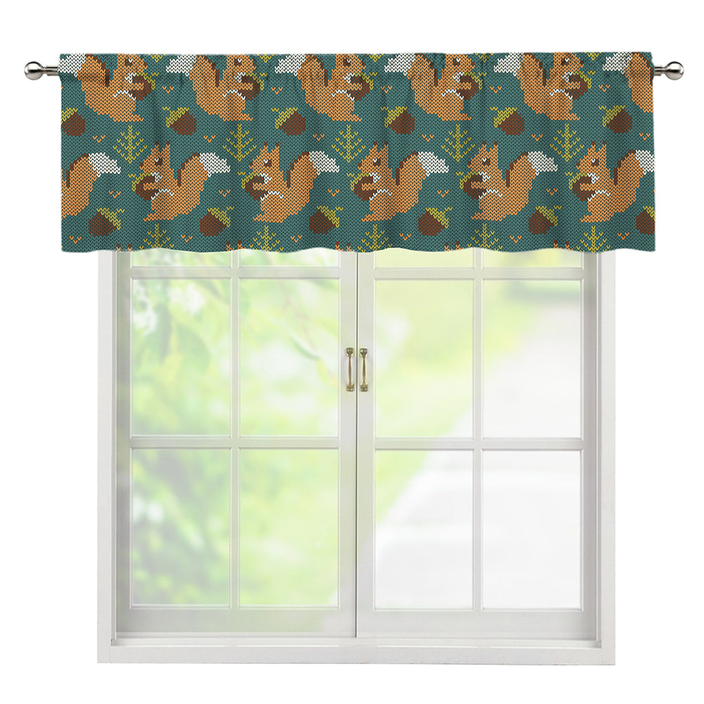Squirrel Knitted Pattern Print Window Valance
