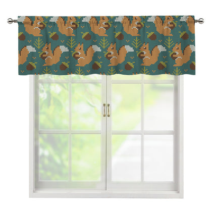 Squirrel Knitted Pattern Print Window Valance