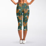 Squirrel Knitted Pattern Print Women's Capri Leggings