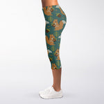 Squirrel Knitted Pattern Print Women's Capri Leggings