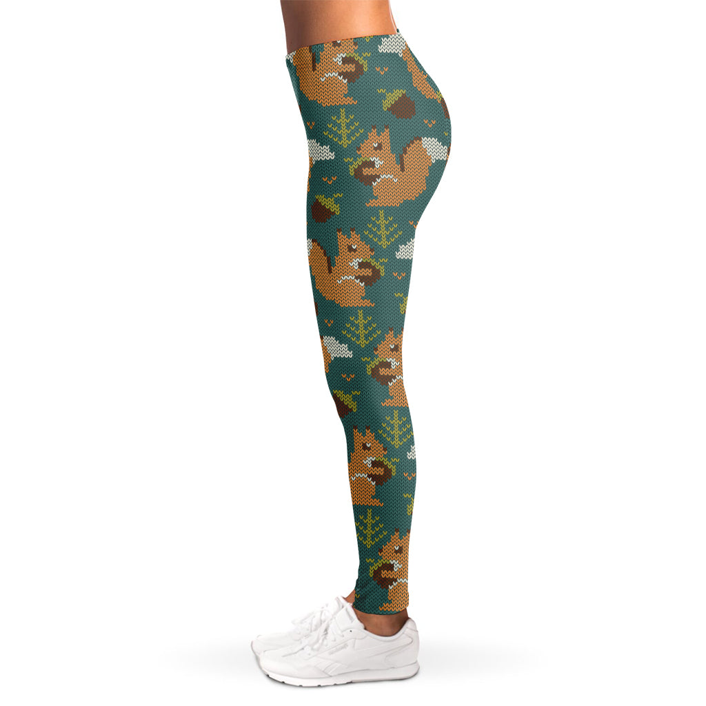 Squirrel Knitted Pattern Print Women's Leggings