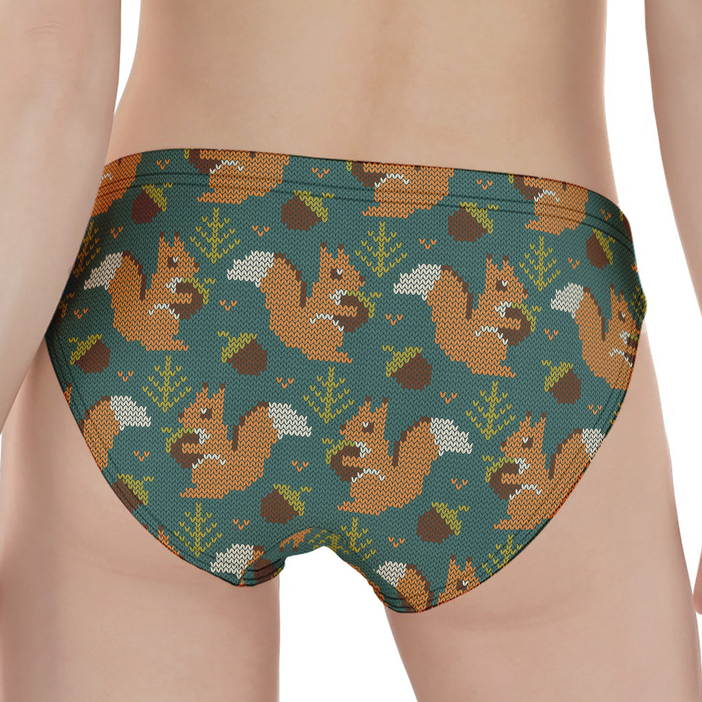 Squirrel Knitted Pattern Print Women's Panties