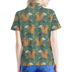 Squirrel Knitted Pattern Print Women's Polo Shirt