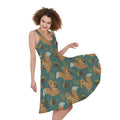 Squirrel Knitted Pattern Print Sleeveless Knee Length Dress