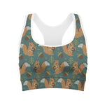 Squirrel Knitted Pattern Print Women's Sports Bra