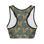 Squirrel Knitted Pattern Print Women's Sports Bra