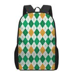St Patrick's Day Argyle Pattern Print 17 Inch Backpack