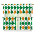 St Patrick's Day Argyle Pattern Print 3 Piece Kitchen Curtains