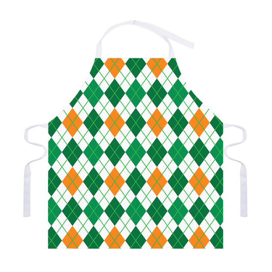 St Patrick's Day Argyle Pattern Print Adjustable Apron