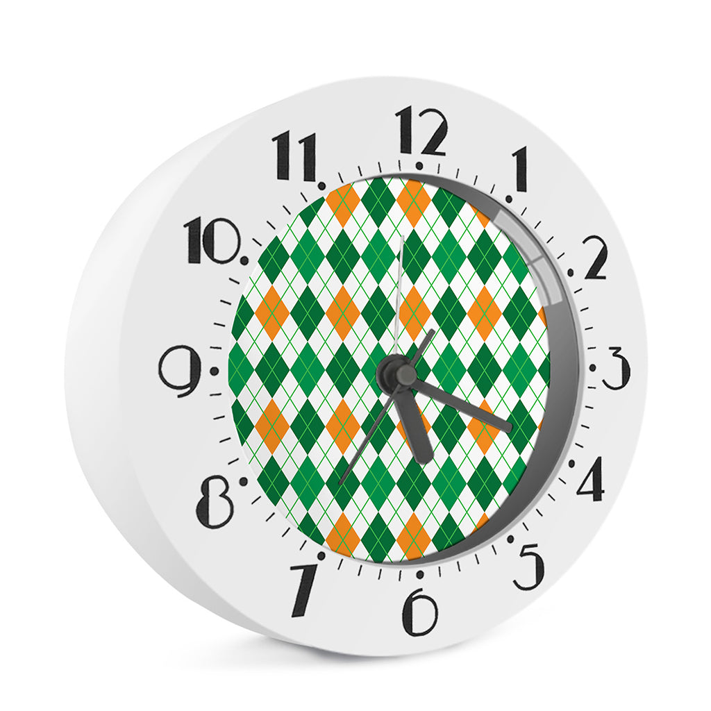St Patrick's Day Argyle Pattern Print Alarm Clock