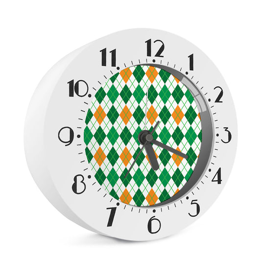 St Patrick's Day Argyle Pattern Print Alarm Clock