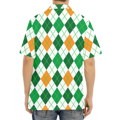 St Patrick's Day Argyle Pattern Print Aloha Shirt
