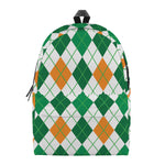 St Patrick's Day Argyle Pattern Print Backpack