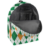 St Patrick's Day Argyle Pattern Print Backpack