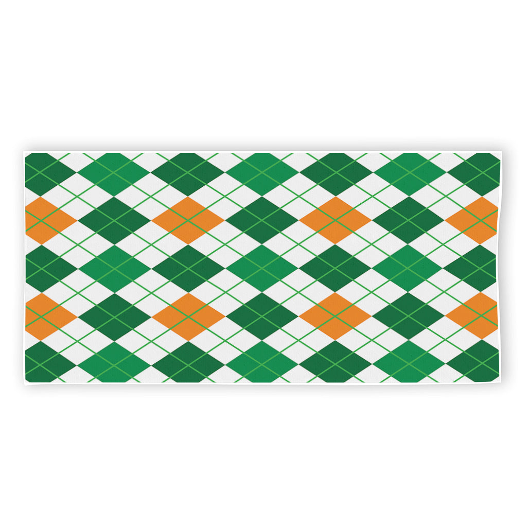 St Patrick's Day Argyle Pattern Print Beach Towel