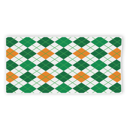 St Patrick's Day Argyle Pattern Print Beach Towel