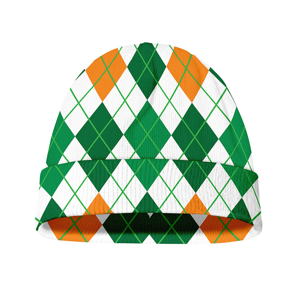 St Patrick's Day Argyle Pattern Print Beanie
