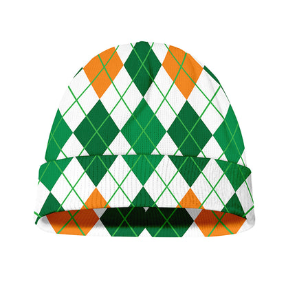 St Patrick's Day Argyle Pattern Print Beanie