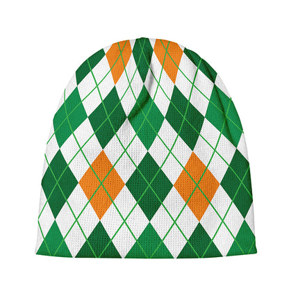 St Patrick's Day Argyle Pattern Print Beanie