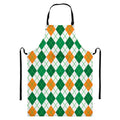 St Patrick's Day Argyle Pattern Print Bib Apron With Pocket