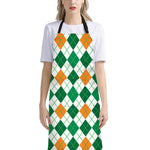 St Patrick's Day Argyle Pattern Print Bib Apron With Pocket