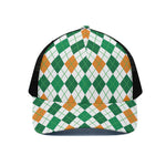 St Patrick's Day Argyle Pattern Print Black Mesh Trucker Cap