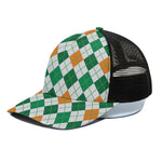 St Patrick's Day Argyle Pattern Print Black Mesh Trucker Cap