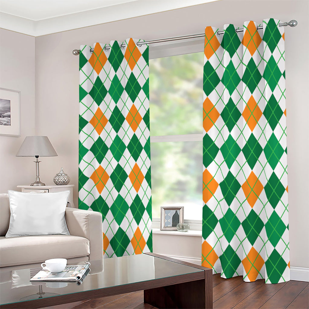 St Patrick's Day Argyle Pattern Print Blackout Grommet Curtains