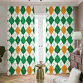 St Patrick's Day Argyle Pattern Print Dimout Pencil Pleat Curtains
