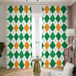 St Patrick's Day Argyle Pattern Print Blackout Pencil Pleat Curtains