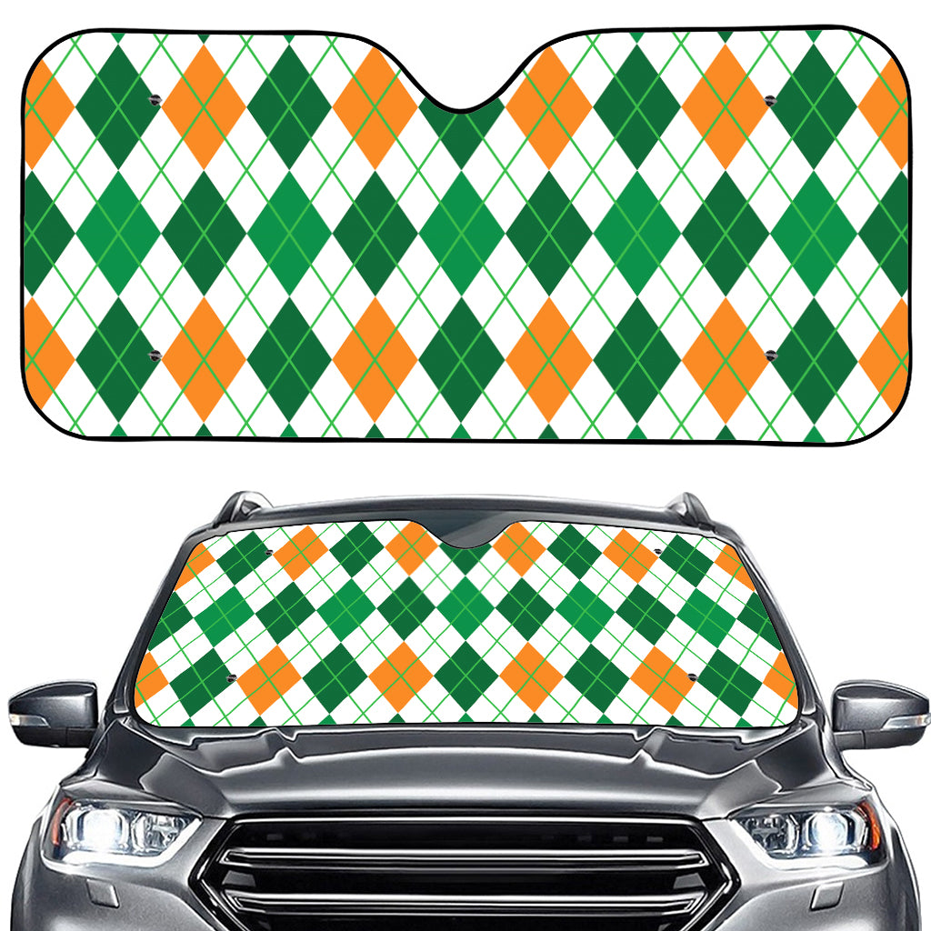St Patrick's Day Argyle Pattern Print Car Windshield Sun Shade