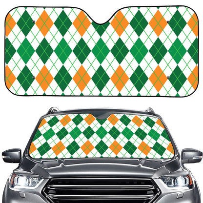 St Patrick's Day Argyle Pattern Print Car Windshield Sun Shade