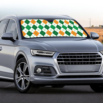 St Patrick's Day Argyle Pattern Print Car Windshield Sun Shade