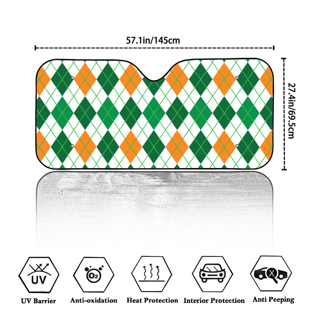St Patrick's Day Argyle Pattern Print Car Windshield Sun Shade