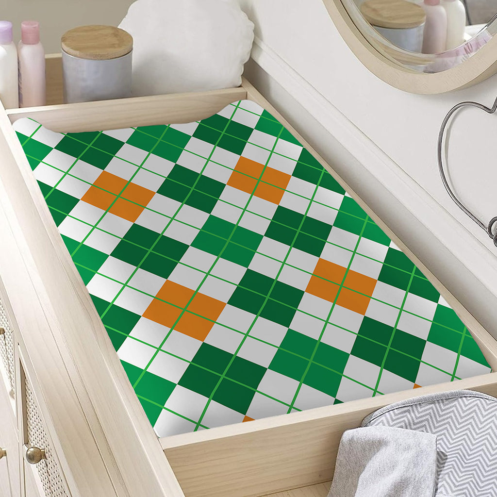 St Patrick's Day Argyle Pattern Print Changing Pad Cover