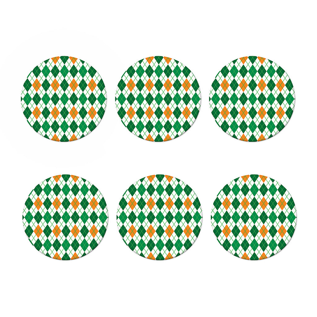 St Patrick's Day Argyle Pattern Print Coaster Set