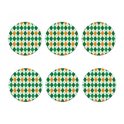 St Patrick's Day Argyle Pattern Print Coaster Set
