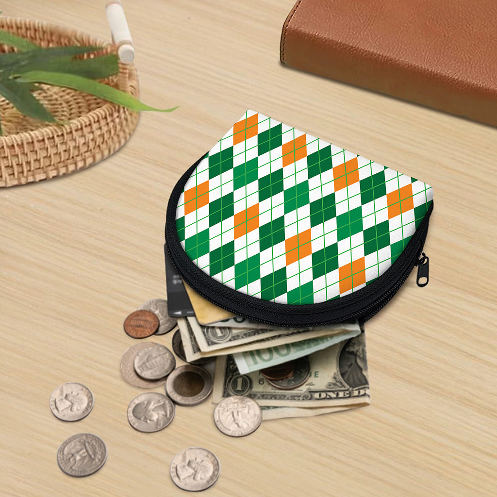 St Patrick's Day Argyle Pattern Print Coin Purse