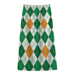 St Patrick's Day Argyle Pattern Print Cotton Front Slit Maxi Skirt