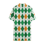 St Patrick's Day Argyle Pattern Print Cotton Hawaiian Shirt