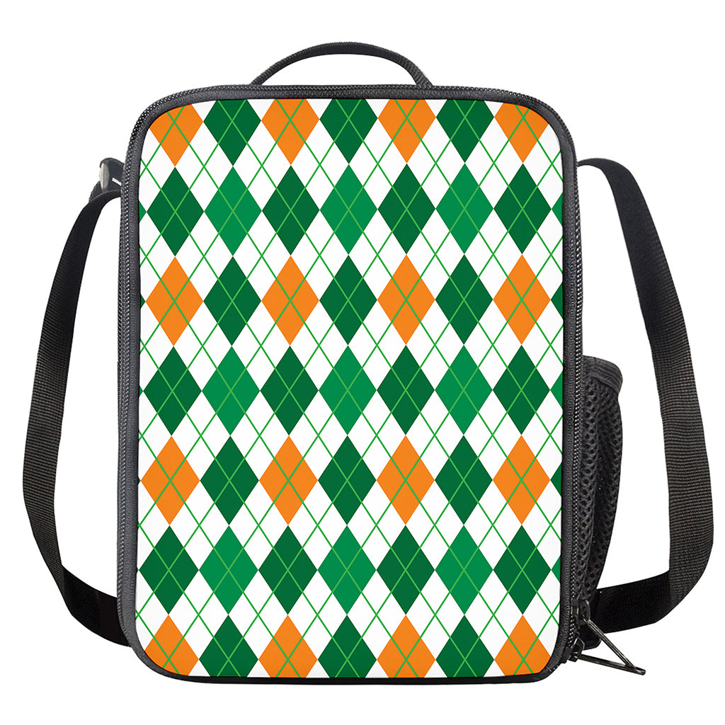 St Patrick's Day Argyle Pattern Print Crossbody Lunch Bag