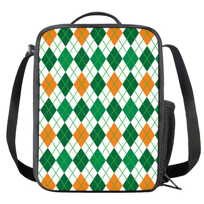 St Patrick's Day Argyle Pattern Print Crossbody Lunch Bag