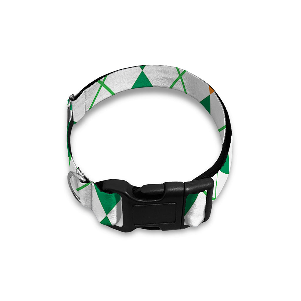 St Patrick's Day Argyle Pattern Print Dog Collar