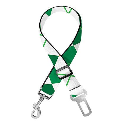 St Patrick's Day Argyle Pattern Print Dog Seat Belt